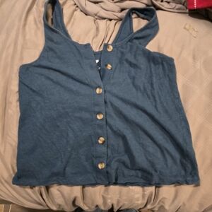 Dip Sleeveless Blue Button-Down Top